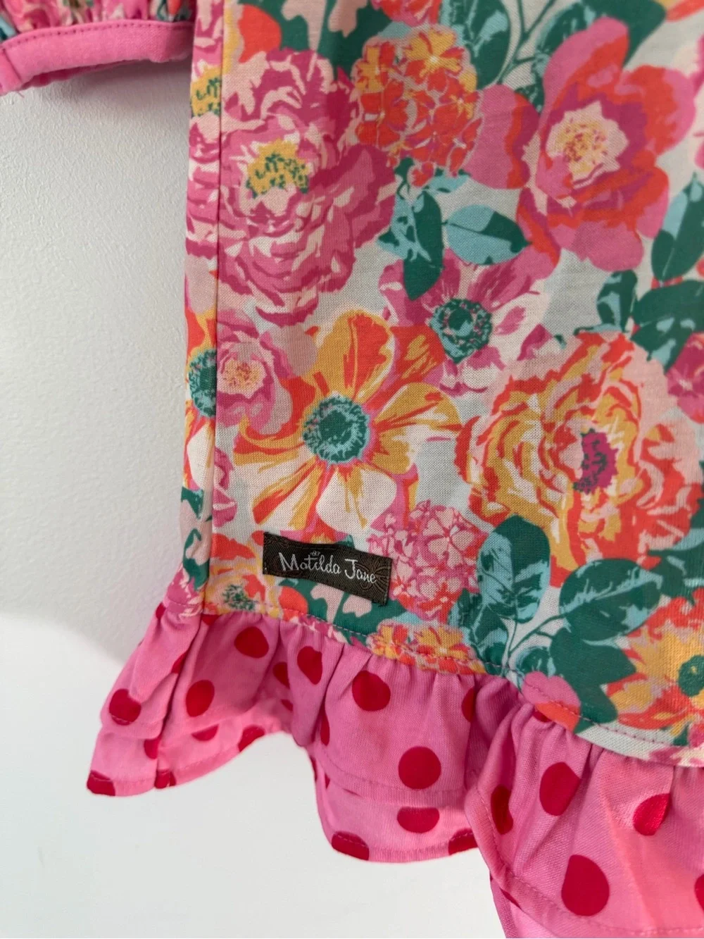 Matilda Jane Multicolor Floral Nightgown with Polka Dot Pockets